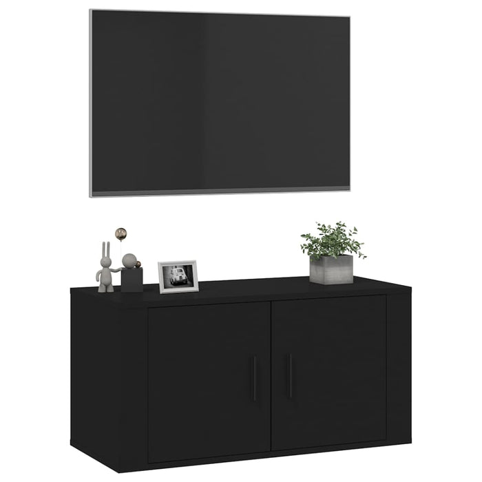 Dulap TV montat pe perete, negru, 80x34,5x40 cm WALTI