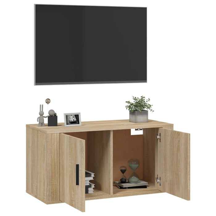 Dulap TV montat pe perete, stejar sonoma, 80x34,5x40 cm - WALTI WALTI