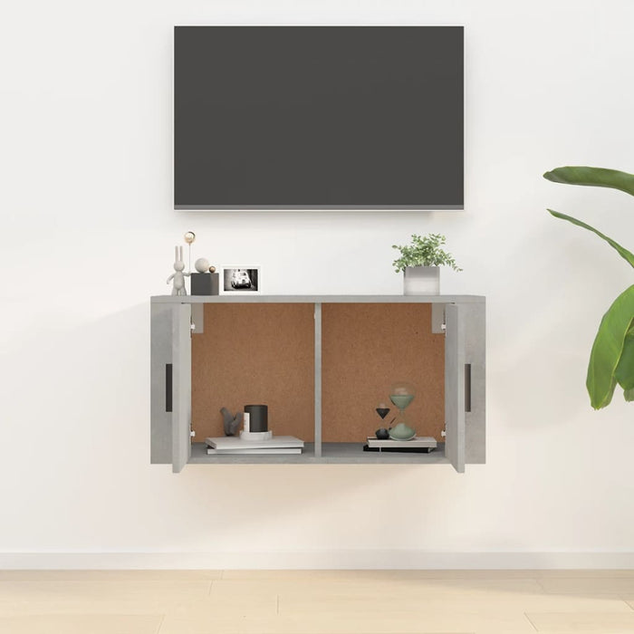 Dulap TV montat pe perete, gri beton, 80x34,5x40 cm - WALTI WALTI