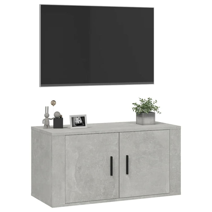 Dulap TV montat pe perete, gri beton, 80x34,5x40 cm - WALTI WALTI