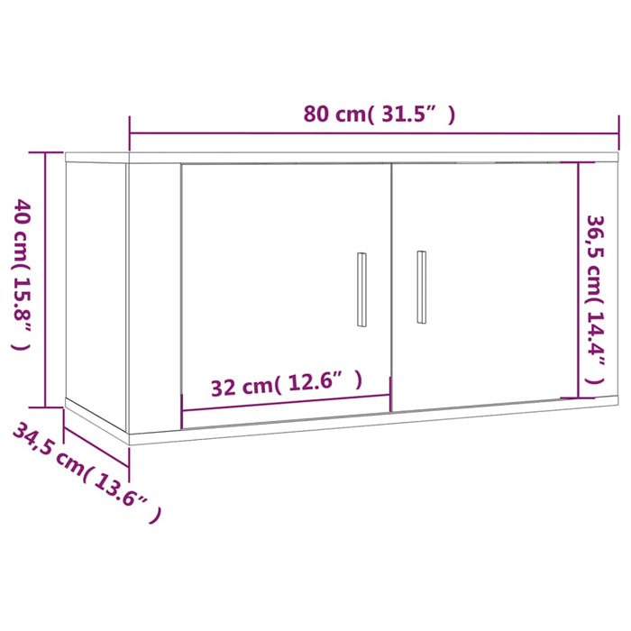 Dulap TV montat pe perete, gri beton, 80x34,5x40 cm - WALTI WALTI