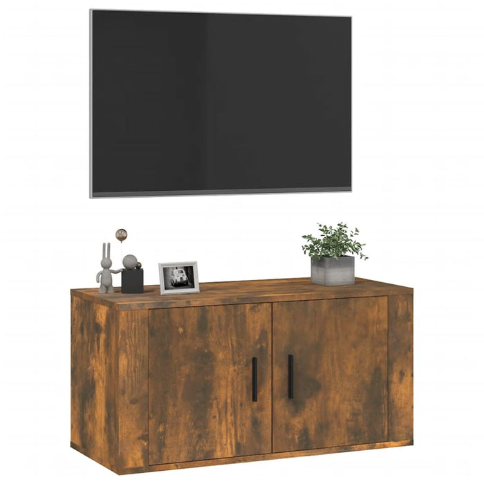 Dulap TV montat pe perete, stejar fumuriu, 80x34,5x40 cm - WALTI WALTI