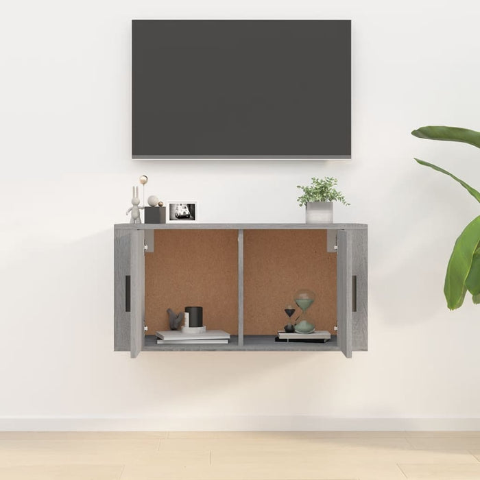 Dulap TV montat pe perete, gri sonoma, 80x34,5x40 cm - WALTI WALTI