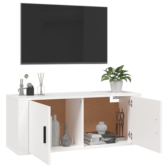 Dulap TV montat pe perete, alb, 100x34,5x40 cm - WALTI WALTI