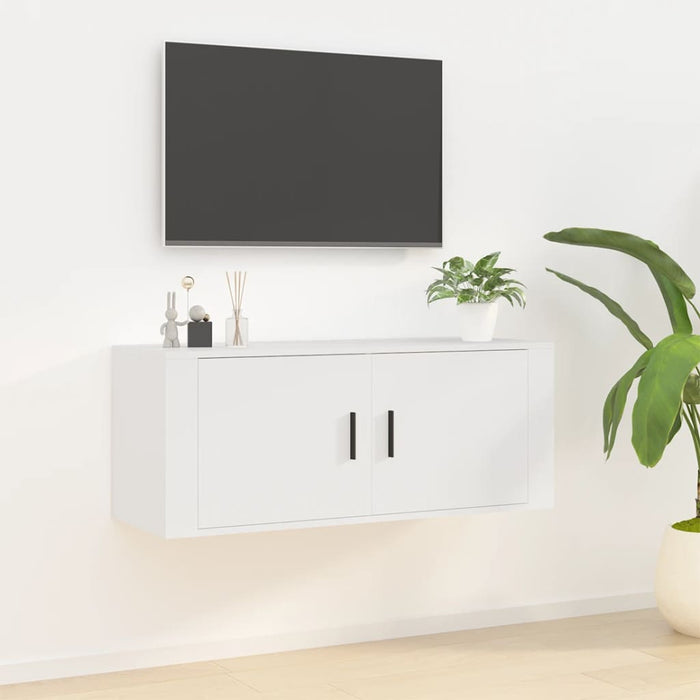 Dulap TV montat pe perete, alb, 100x34,5x40 cm - WALTI WALTI