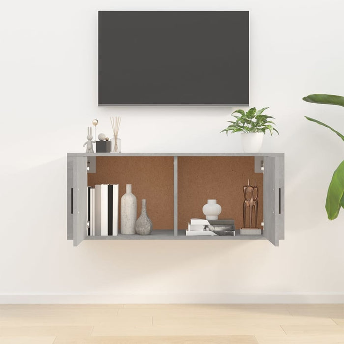 Dulap TV montat pe perete, gri beton, 100x34,5x40 cm - WALTI WALTI