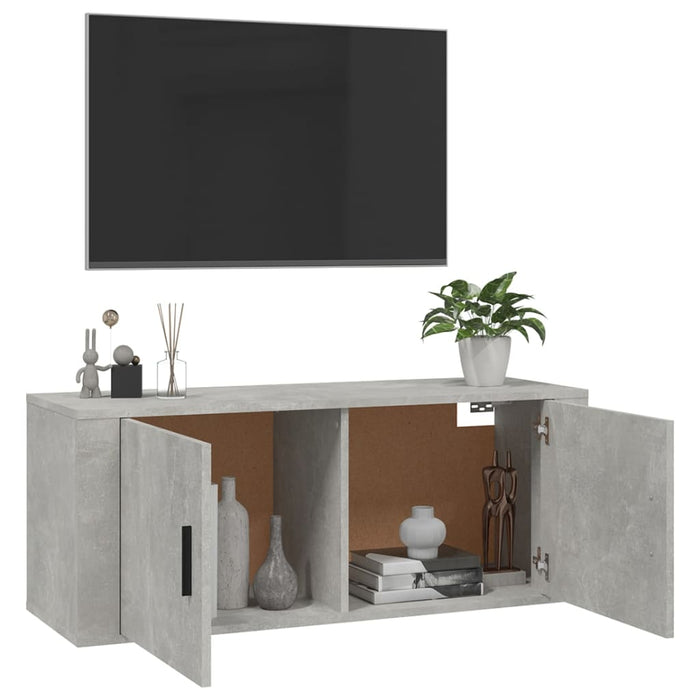 Dulap TV montat pe perete, gri beton, 100x34,5x40 cm - WALTI WALTI