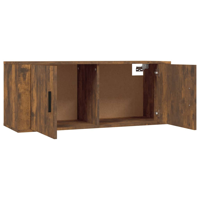 Dulap TV montat pe perete, stejar fumuriu, 100x34,5x40 cm - WALTI WALTI