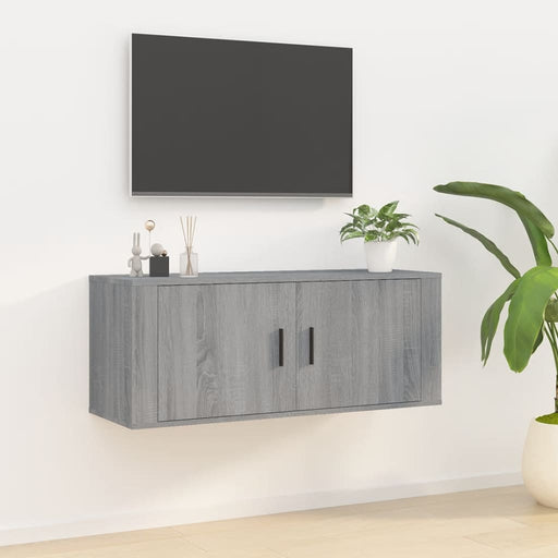 Dulap TV montat pe perete, gri sonoma, 100x34,5x40 cm - WALTI WALTI