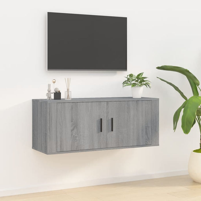 Dulap TV montat pe perete, gri sonoma, 100x34,5x40 cm - WALTI WALTI