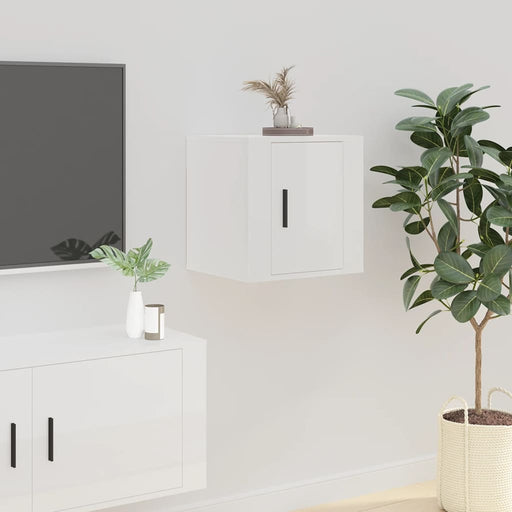 Dulap TV montat pe perete, alb extralucios, 40x34,5x40 cm - WALTI WALTI