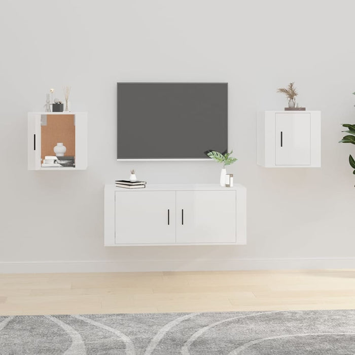 Dulapuri TV montate perete 2 buc. alb extralucios 40x34,5x40 cm - WALTI WALTI