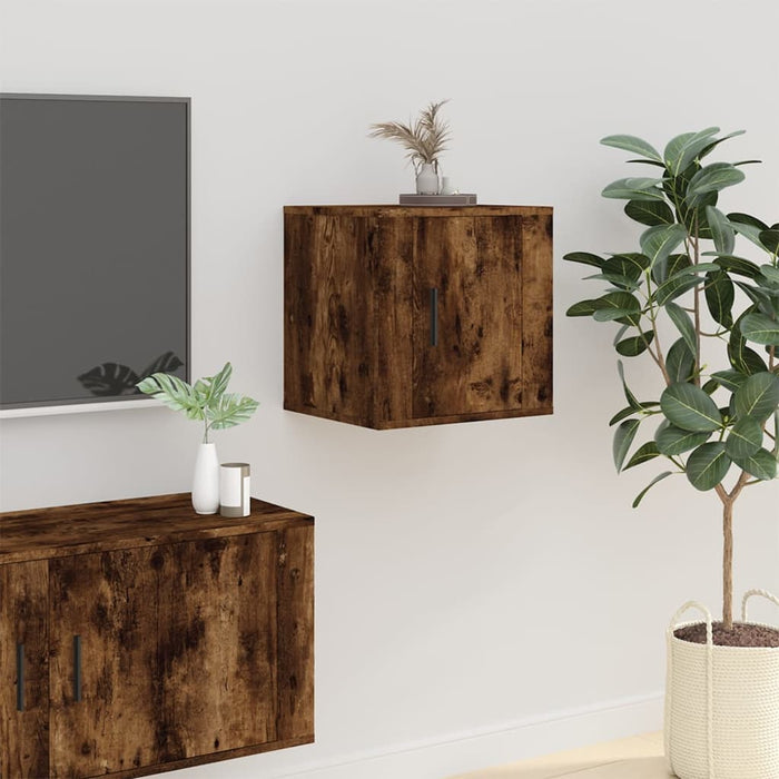 Dulapuri TV montate pe perete 2 buc stejar fumuriu 40x34,5x40cm - WALTI WALTI