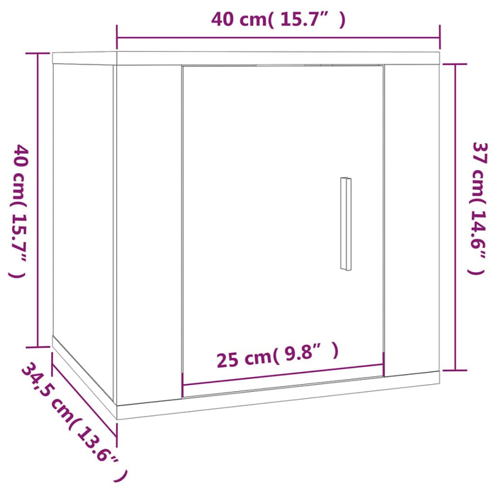 Dulap TV montat pe perete, stejar maro, 40x34,5x40 cm - WALTI WALTI