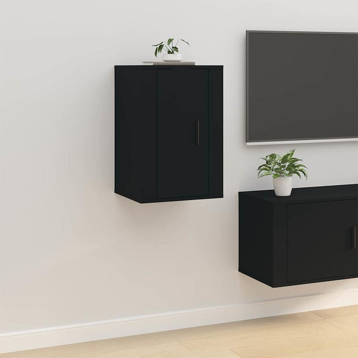 Dulapuri TV montate pe perete, 2 buc., negru, 40x34,5x60 cm - WALTI WALTI
