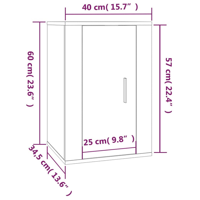 Dulap TV montat pe perete, alb extralucios, 40x34,5x60 cm - WALTI WALTI