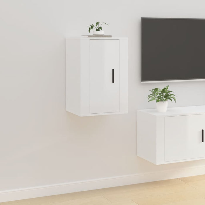 Dulap TV montat pe perete, alb extralucios, 40x34,5x60 cm - WALTI WALTI