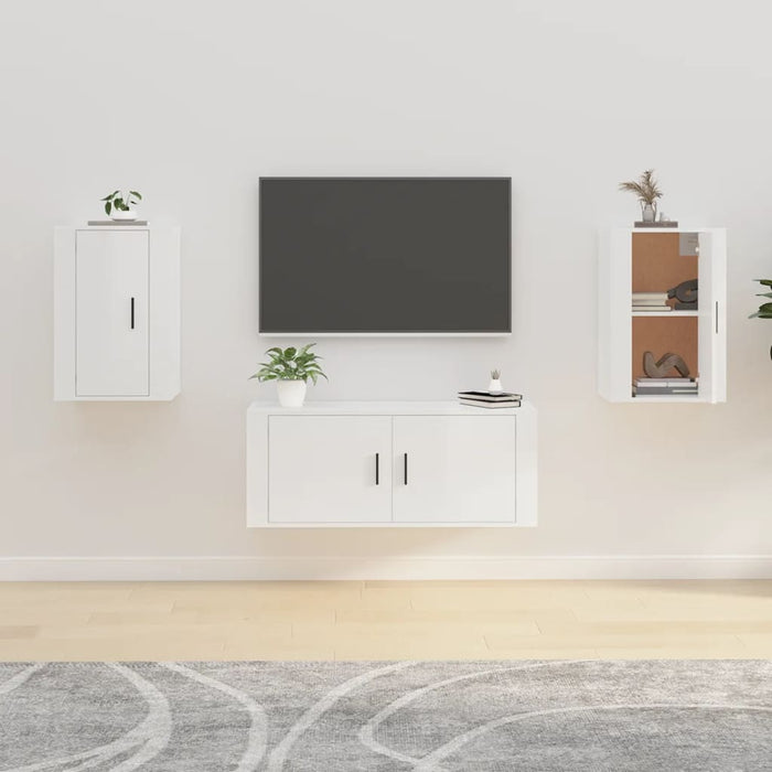 Dulapuri TV montaj perete 2 buc. alb extralucios 40x34,5x60 cm - WALTI WALTI