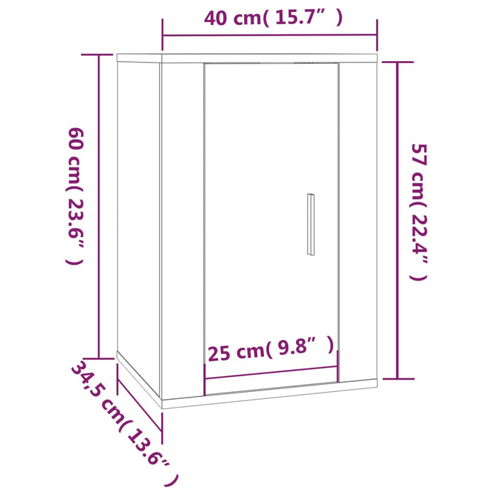 Dulap TV montat pe perete, stejar sonoma, 40x34,5x60 cm - WALTI WALTI