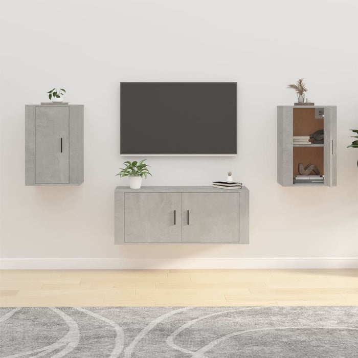 Dulapuri TV montate pe perete, 2 buc., gri beton, 40x34,5x60 cm - WALTI WALTI