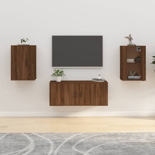 Dulapuri TV montate pe perete 2 buc. stejar maro 40x34,5x60 cm - WALTI WALTI