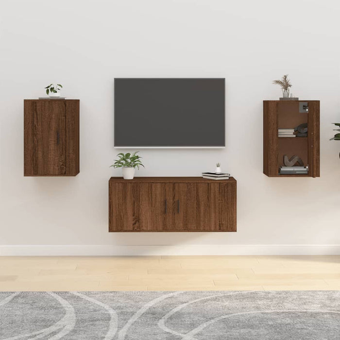 Dulapuri TV montate pe perete 2 buc. stejar maro 40x34,5x60 cm - WALTI WALTI