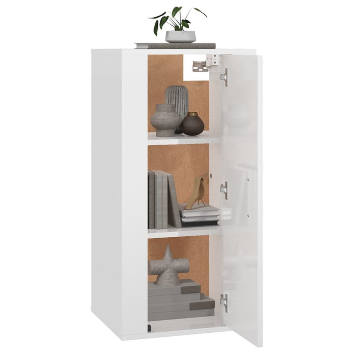 Dulap TV montat pe perete, alb extralucios, 40x34,5x80 cm - WALTI WALTI