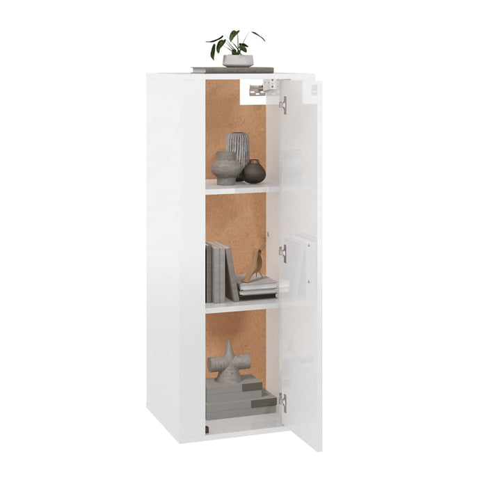 Dulap TV montat pe perete, alb extralucios, 40x34,5x100 cm - WALTI WALTI