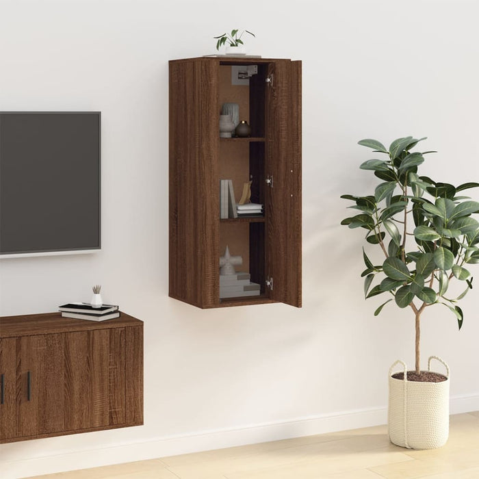 Dulap TV montat pe perete, stejar maro, 40x34,5x100 cm - WALTI WALTI