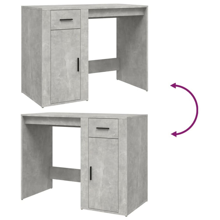 Birou, gri beton, 100x49x75 cm, lemn prelucrat - WALTI WALTI