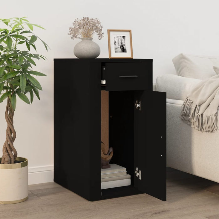 Dulap de birou, negru, 40x49x75 cm, lemn prelucrat WALTI