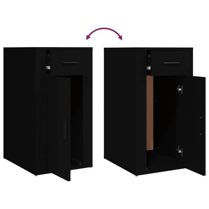 Dulap de birou, negru, 40x49x75 cm, lemn prelucrat WALTI