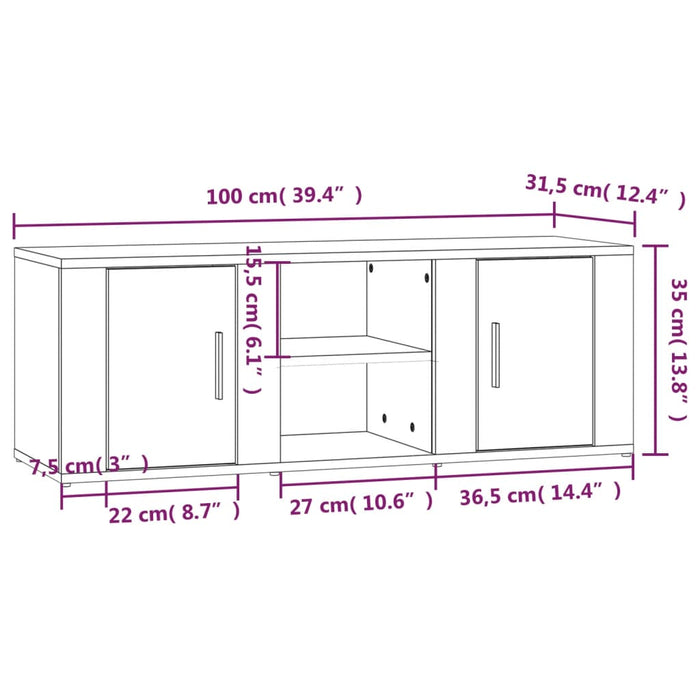 Comodă TV, stejar sonoma, 100x31,5x35 cm, lemn prelucrat - WALTI WALTI