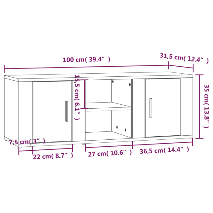 Comodă TV, stejar fumuriu, 100x31,5x35 cm, lemn prelucrat WALTI