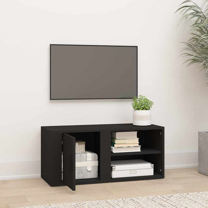 Comodă TV, negru, 80x31,5x36 cm, lemn prelucrat WALTI