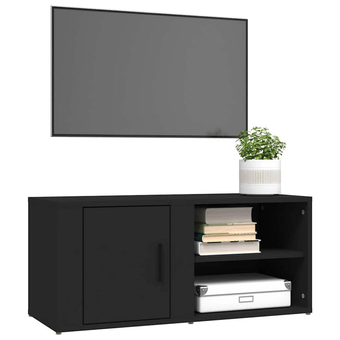Comodă TV, negru, 80x31,5x36 cm, lemn prelucrat WALTI