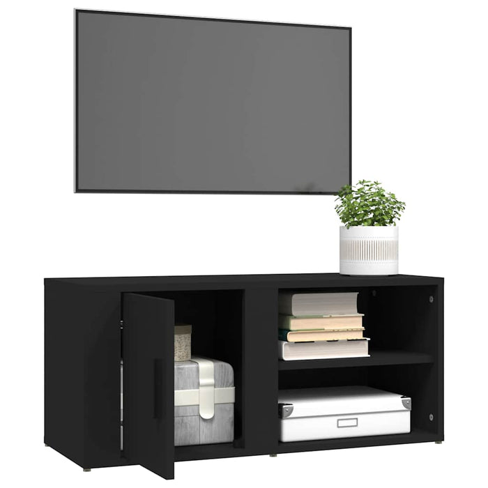 Comodă TV, negru, 80x31,5x36 cm, lemn prelucrat WALTI