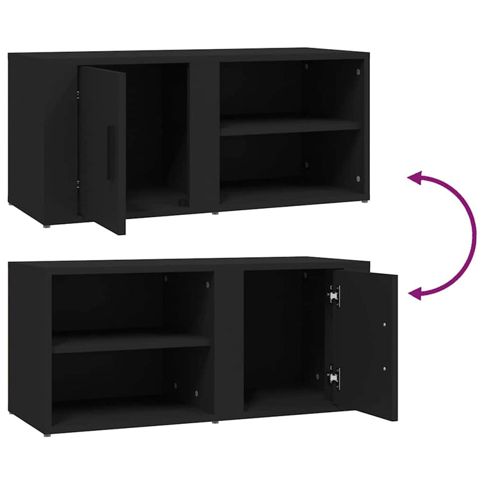 Comodă TV, negru, 80x31,5x36 cm, lemn prelucrat WALTI
