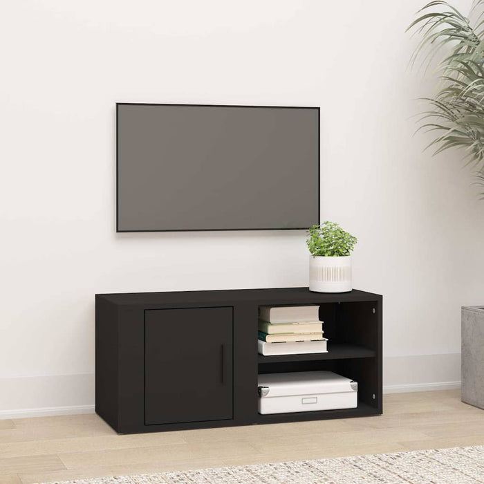 Comodă TV, negru, 80x31,5x36 cm, lemn prelucrat WALTI