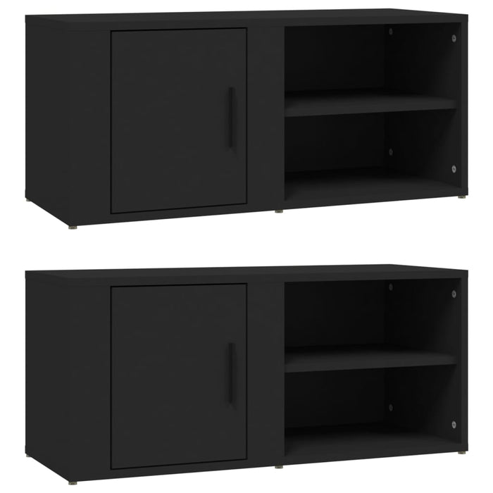 Comode TV, 2 buc., negru, 80x31,5x36 cm, lemn prelucrat - WALTI WALTI