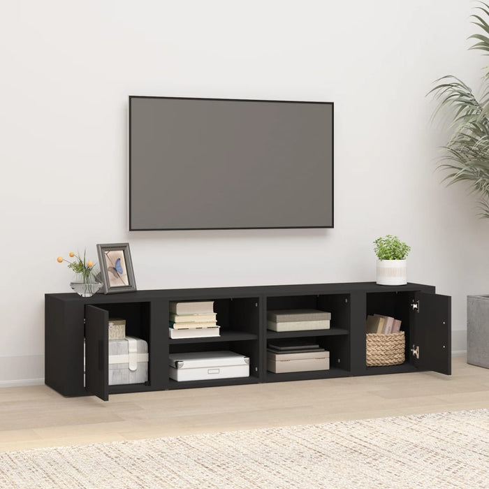 Comode TV, 2 buc., negru, 80x31,5x36 cm, lemn prelucrat - WALTI WALTI