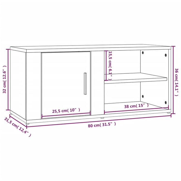 Comode TV, 2 buc., negru, 80x31,5x36 cm, lemn prelucrat - WALTI WALTI