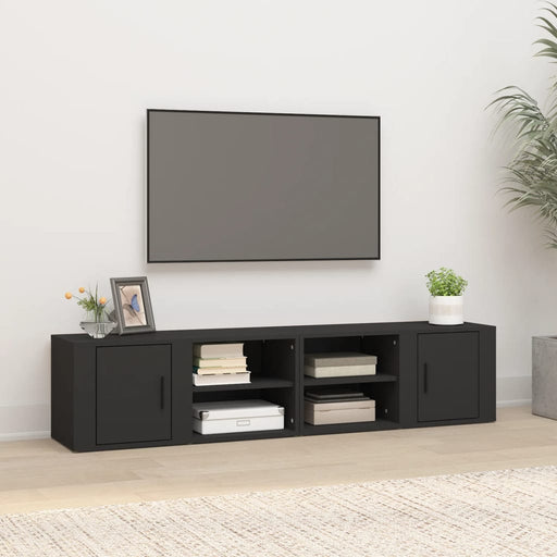 Comode TV, 2 buc., negru, 80x31,5x36 cm, lemn prelucrat - WALTI WALTI