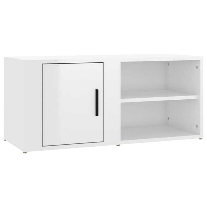 Comodă TV, alb extralucios, 80x31,5x36 cm, lemn prelucrat WALTI