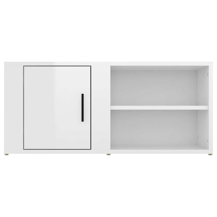 Comodă TV, alb extralucios, 80x31,5x36 cm, lemn prelucrat WALTI