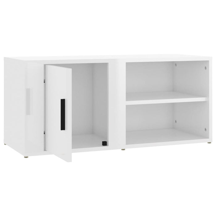 Comode TV, 2 buc., alb extralucios 80x31,5x36 cm lemn prelucrat - WALTI WALTI