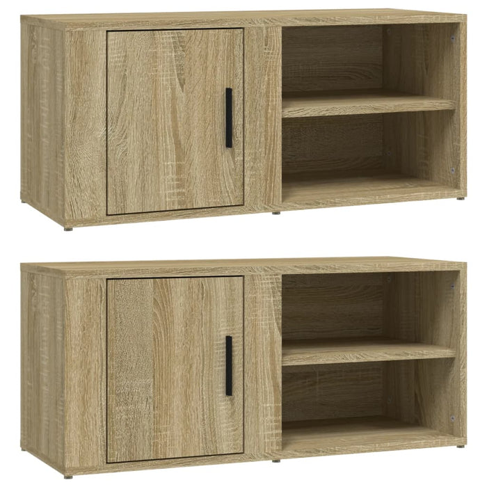 Comode TV, 2 buc., stejar sonoma, 80x31,5x36 cm, lemn prelucrat WALTI
