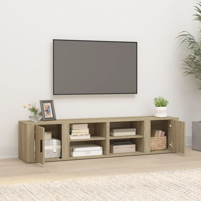 Comode TV, 2 buc., stejar sonoma, 80x31,5x36 cm, lemn prelucrat WALTI