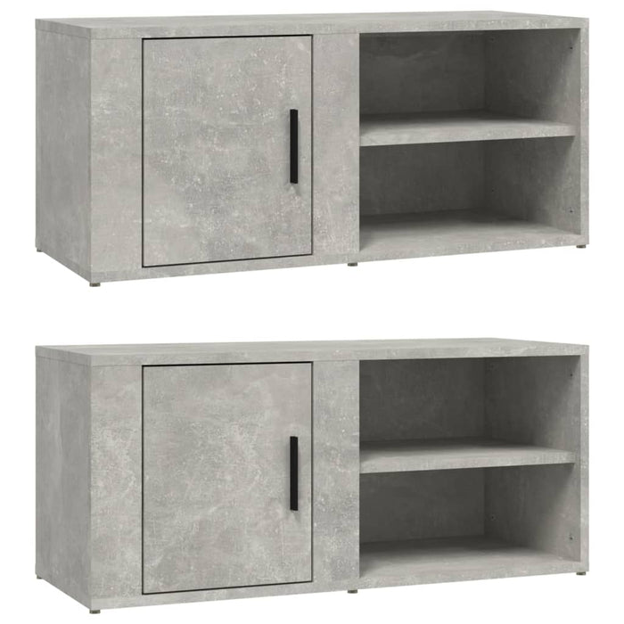 Comode TV, 2 buc., gri beton, 80x31,5x36 cm, lemn prelucrat - WALTI WALTI