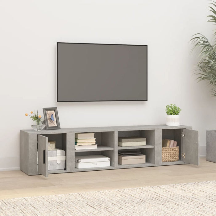 Comode TV, 2 buc., gri beton, 80x31,5x36 cm, lemn prelucrat - WALTI WALTI